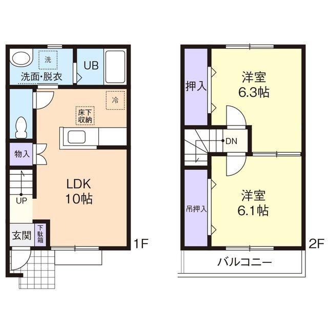 グラシアS A(2LDK/1階)の間取り写真