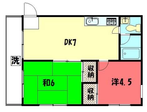 ライス88(2DK/4階)の間取り写真