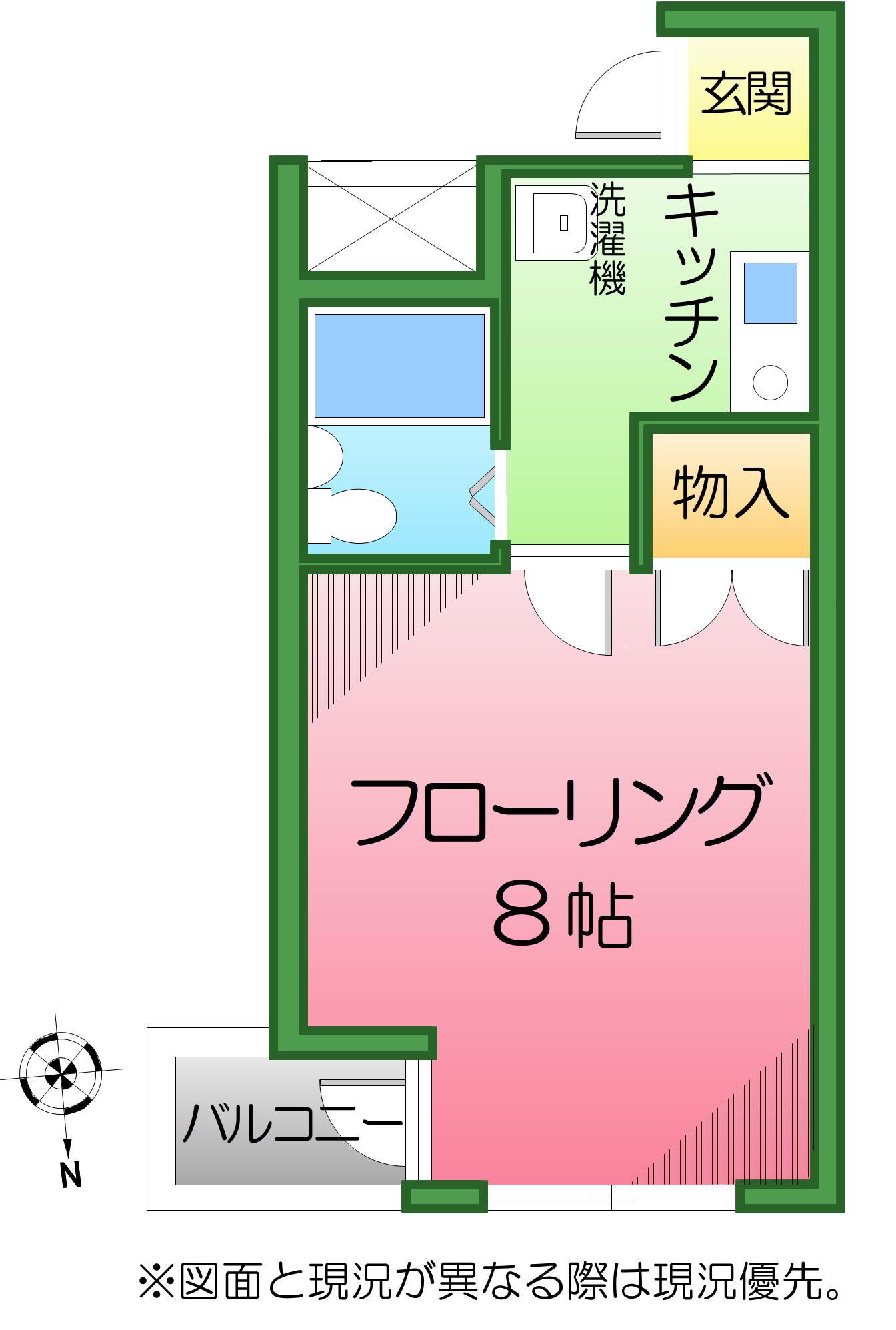 ルミエール飛鳥(1K/1階)の間取り写真