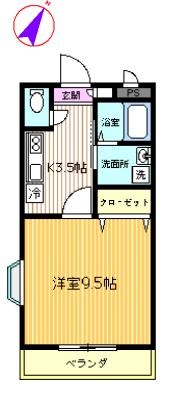 ラウレール(1K/1階)の間取り写真