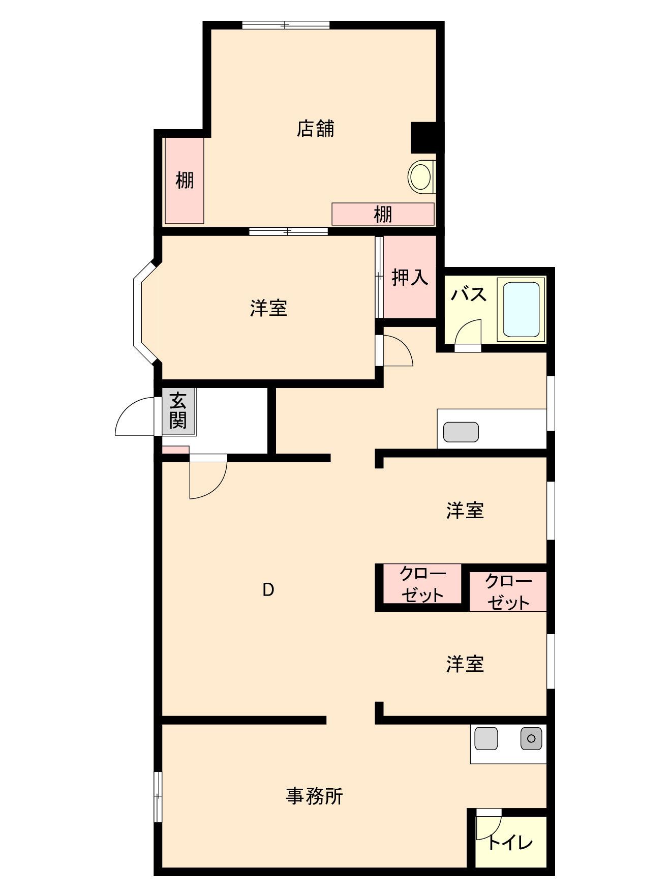信陽堂ビル(3LDK/1階)の間取り写真