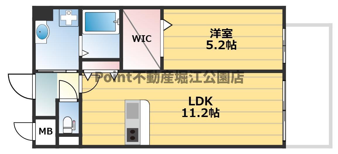 LAULEA天王寺東(1LDK/4階)の間取り写真
