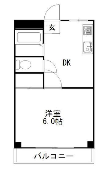 ファインスクエアナカダ(1DK/2階)の間取り写真