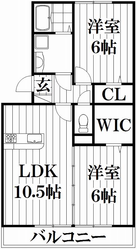 グランシャリオ(2LDK/3階)の間取り写真