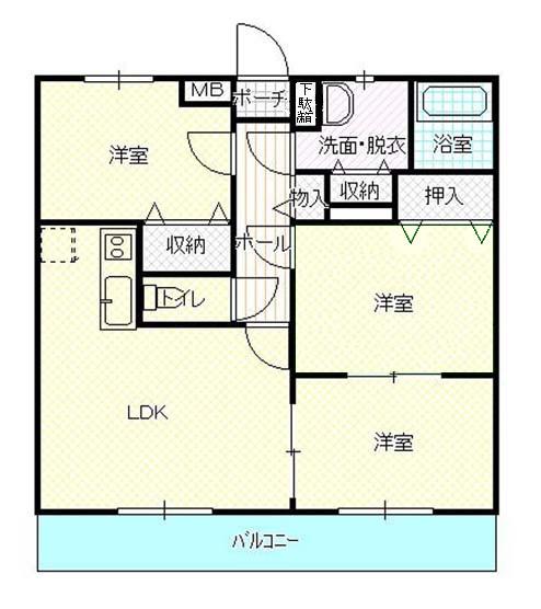 メゾン田中(3LDK/1階)の間取り写真