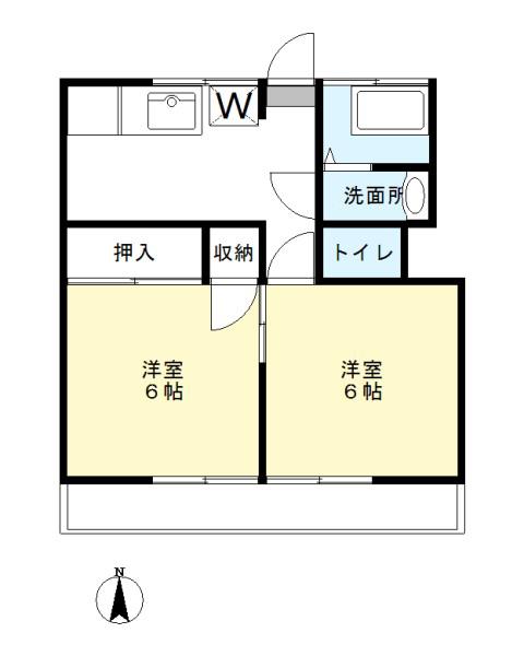 中野コーポラス(2DK/5階)の間取り写真