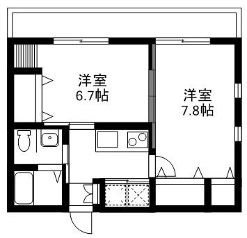 EXCELCOURT下馬(2K/3階)の間取り写真