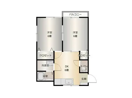 T・Mコーポラス B(2DK/1階)の間取り写真