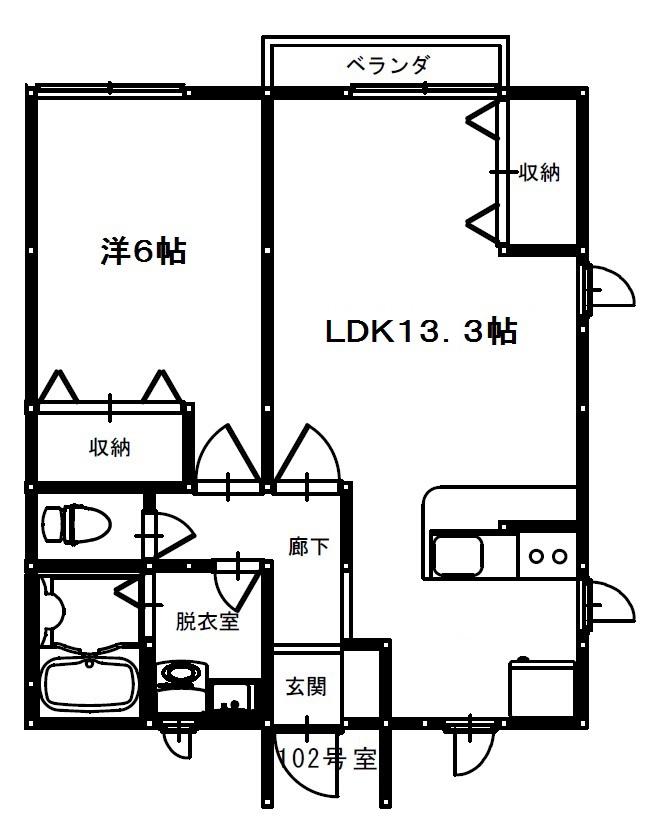 ディアコート・ドラ 102(1LDK/1階)の間取り写真