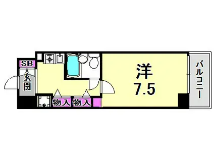 ライオンズマンション神戸第3(1K/3階)の間取り写真