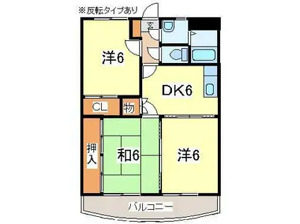 サンシティパレスIMT(3DK/4階)の間取り写真