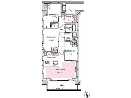 RISING SUN 恵比寿二丁目(3LDK/3階)の間取り写真