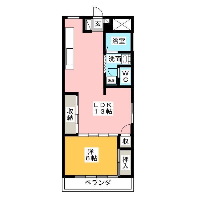 エステートヤマキ(1LDK/5階)の間取り写真