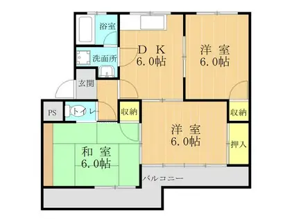 コーポ栄(3DK/3階)の間取り写真