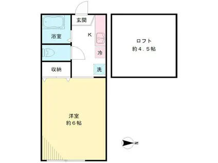 フロムココ(ワンルーム/1階)の間取り写真