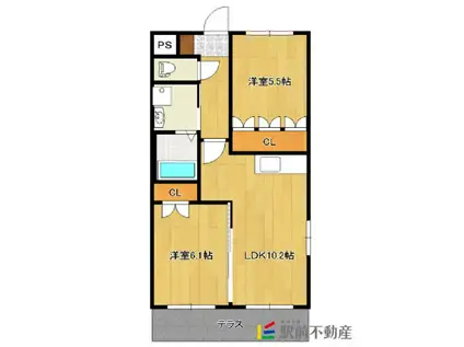 フェリーチェII(2LDK/1階)の間取り写真