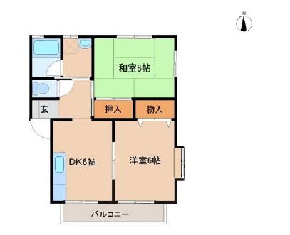 エトワール多治米(2DK/1階)の間取り写真