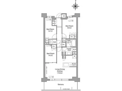 コンフォリア・リヴ坂富(3LDK/2階)の間取り写真