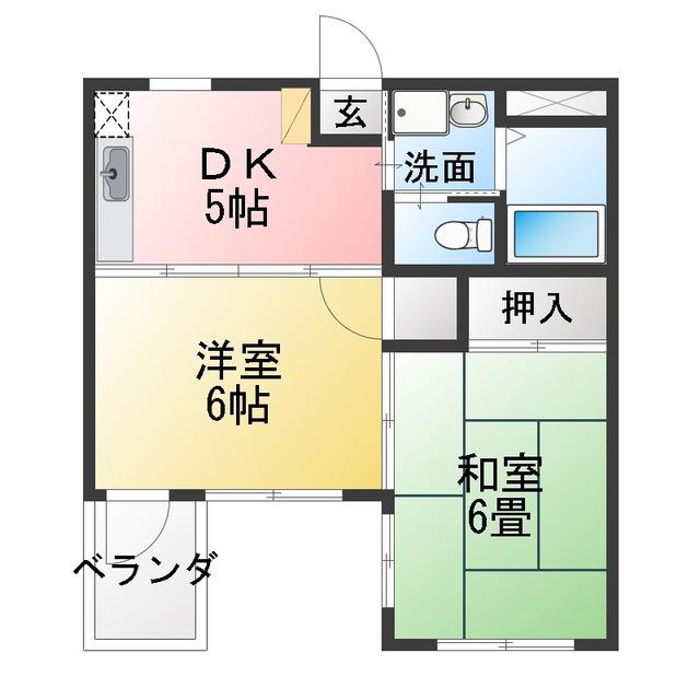 スクウェアーコート(2DK/3階)の間取り写真