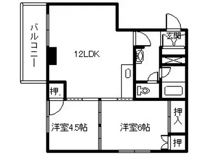 神田ハイツ(2LDK/4階)の間取り写真