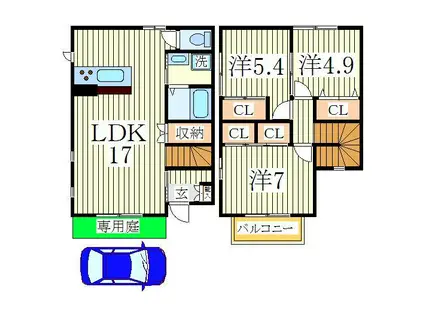 VILLA FORESTA(3LDK/1階)の間取り写真