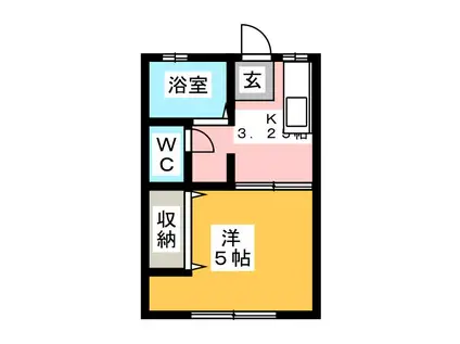 ふれあいタウンA棟(1K/1階)の間取り写真