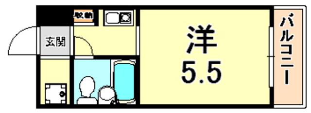 カサベラ岡本(1K/5階)の間取り写真