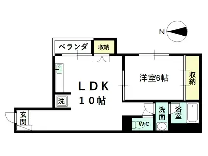 八人町ヒルズ(1LDK/3階)の間取り写真