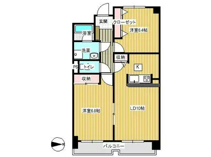 福元ヴィラ(2LDK/3階)の間取り写真