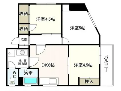 ハイムスィート(3DK/4階)の間取り写真