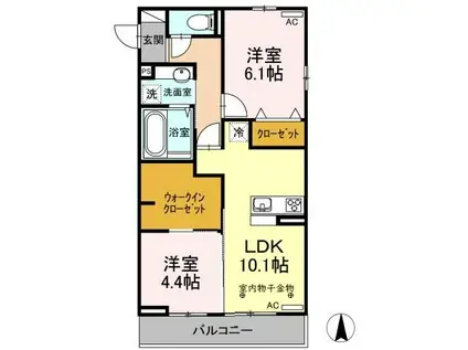 D-ROOM東泉町 A(2LDK/2階)の間取り写真