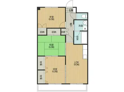 ソレイユ塩冶(3LDK/1階)の間取り写真