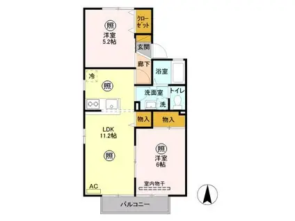 パルティール(2LDK/2階)の間取り写真