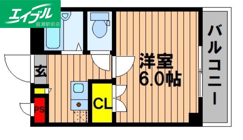 ハッピーハイツ今(1K/3階)の間取り写真