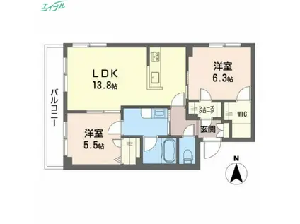 そよかぜII(2LDK/3階)の間取り写真