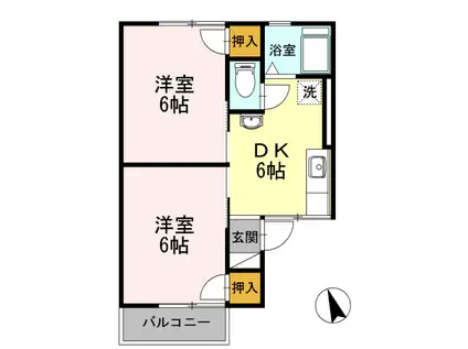 サンシャインエル(2DK/2階)の間取り写真