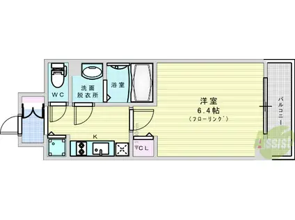 グランカリテ新大阪ウエスト(1K/7階)の間取り写真