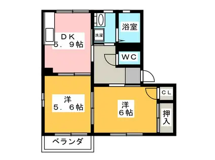 タウン・プレミールA(2K/2階)の間取り写真