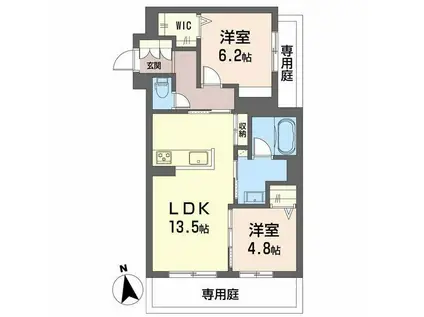 グローブガーデン(2LDK/1階)の間取り写真