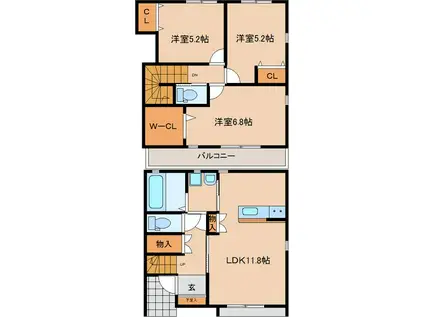 サンクレストC(3LDK/1階)の間取り写真