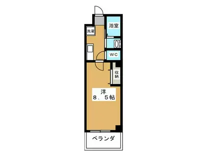 ハーグレジデンス京都御所西II(1K/6階)の間取り写真