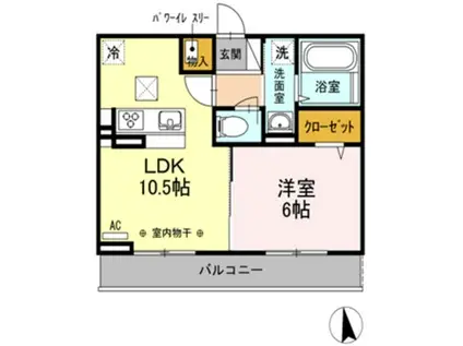 西武拝島線 玉川上水駅 徒歩10分 3階建 築9年(1LDK/1階)の間取り写真