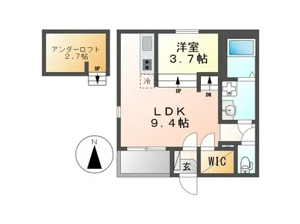 フォーラムエス(1LDK/1階)の間取り写真