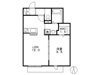 メゾン メルヴェイユ(1LDK/2階)の間取り写真