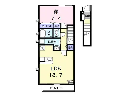 ネオブライト(1LDK/2階)の間取り写真