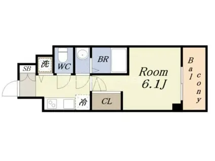 エスリード大阪リエート(1K/14階)の間取り写真