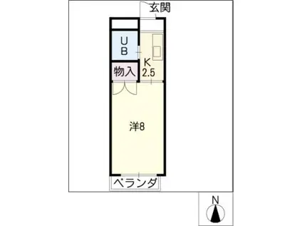 SUNNY・SIDE(1K/2階)の間取り写真