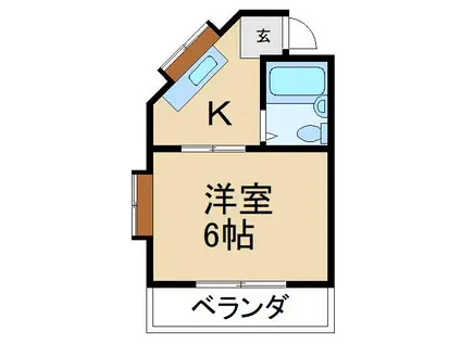 レインボーコアII(1K/2階)の間取り写真