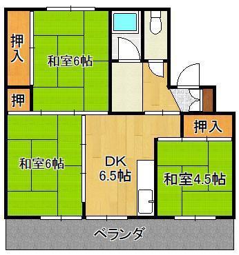 オアシス芦屋1号棟(3DK/1階)の間取り写真