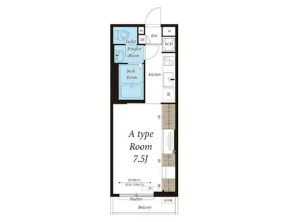 リブリ・EBINA 山手(1K/3階)の間取り写真